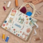 Sac en Toile de Jute Personnalisé avec Nom Cadeau Anniversaire Fête des Mères pour Amateur de Couture