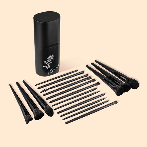 Boîte de Pinceaux de Maquillage 18 Pièces Ensemble de Voyage Personnalisé avec Fleur de Naissance Cadeau d'Anniversaire et Fête des Mères pour Femme