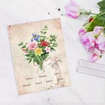 Personalized Birth Flower Bouquet  Acrylic Plaque Family Theme Vintage Home Decoration Birthday Anniversary Gift for Mom Grandma