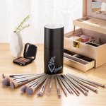 Gepersonaliseerde Geboortebloem 18 stuks make-up kwastenset met opbergdoosje voor op reis Verjaardag Moederdag cadeau voor vrouwen