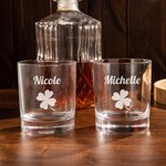 Gepersonaliseerde Lucky Four Leaf Clover 10oz Whiskeyglazen met naam t. Patrick's Day Verjaardagscadeau voor mannen drankliefhebber