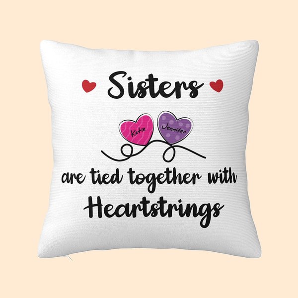 Sisters Friends Heartstrings Cushion Throw Pillow Cover