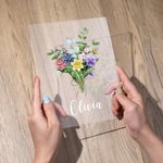 Personalized Birth Flower Bouquet  Acrylic Plaque Family Theme Vintage Home Decoration Birthday Anniversary Gift for Mom Grandma