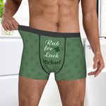 Frote personalizado para la suerte Trébol de cuatro hojas Boxer Brief cita divertida ropa interior Día de San Patricio regalo de cumpleaños para los h