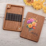 Personalized Watercolor Birth Flower Wooden Needle Storage Box with Magnet and Engraved Name Mother's Day Birthday Gift for Sewing Enthusiast