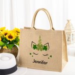 Sac à Dos en Toile et Jute Personnalisé avec Nom Cadeau d'Anniversaire de Saint Patrick pour Enfant Fille