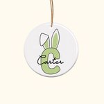 Personalised Bunny Ears Initial Ceramic Ornament with Name Easter Basket Tag Gift for Kids