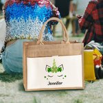 Sac à Dos en Toile et Jute Personnalisé avec Nom Cadeau d'Anniversaire de Saint Patrick pour Enfant Fille