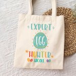 Borsa Tote in tela personalizzata dell'esperto pasquale cacciatore di uova con nome Regalo di buona Pasqua per bambini