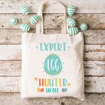 Borsa Tote in tela personalizzata dell'esperto pasquale cacciatore di uova con nome Regalo di buona Pasqua per bambini