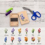 Personalized Watercolor Birth Flower Wooden Needle Storage Box with Magnet and Engraved Name Mother's Day Birthday Gift for Sewing Enthusiast