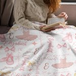 Personalisierte rosa Ballett Rock Pantoffeln Decke mit Namen und Initialen Geburtstag Geschenk für Kinder tanzen Liebhaber