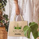 Sac à Dos en Toile et Jute Personnalisé avec Nom Cadeau d'Anniversaire de Saint Patrick pour Enfant Fille