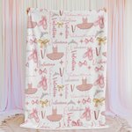 Personalisierte rosa Ballett Rock Pantoffeln Decke mit Namen und Initialen Geburtstag Geschenk für Kinder tanzen Liebhaber