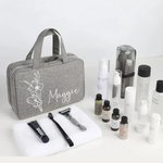 Personalizzato fiore di nascita pieghevole organizzatore di trucco appeso borsa da toilette con nome e quattro scomparti regalo di compleanno per la festa della mamma per le donne