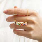 Personalized Family Drop Shape 1-12 Birthstones Necklace Gift for Her