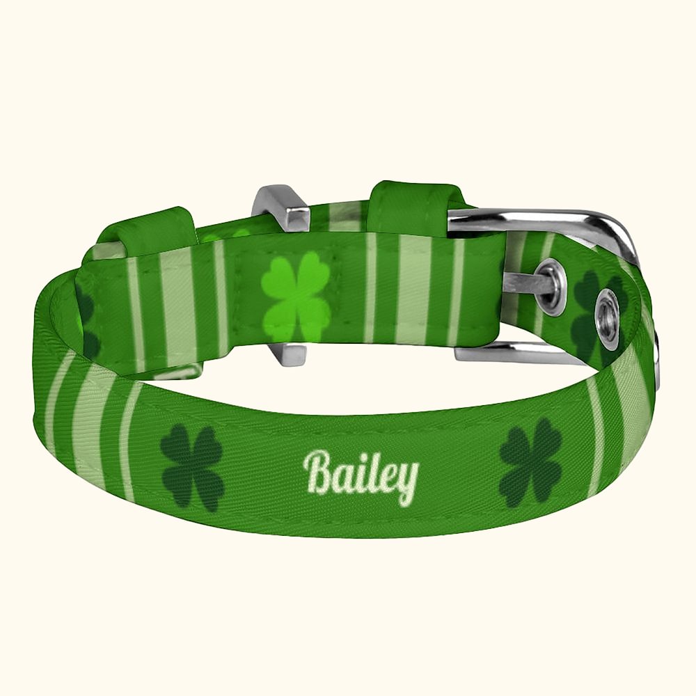 Collier Réglable pour Chien Chat Boucle en Métal Accessoire Personnalisé avec Nom Cadeau de St Patrick pour les Propriétaires et Amoureux des Animaux