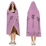 Coperta con cappuccio personalizzata dipinta a mano con fiori di nascita Linea d'arte Accessorio portatile da viaggio per la casa Regalo di compleanno