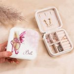 Personalized Watercolor Ballet Slippers Leather Jewelry Box with Name Portable Travel Accessory Birthday Gift for Girls
