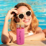 Personalized Birth Flower Name 17oz Glass Tumbler with Silicone Sleeve Engraved Bamboo Lid and Straw Birthday Gift for Her