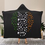 Couverture à Capuche Personnalisée avec Nom en Forme de Coeur de Trèfle Thème Irlandais Accessoire de Voyage Cadeau d'Anniversaire pour Maison Famille