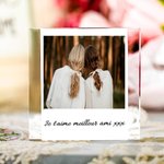 Cadre Photo en Bloc en Acrylique Transparent Cadre Personnalisé avec Texte Cadeau d'Anniversaire St Valentin pour Couple Famille Ami