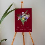 Personalized Family Watercolor Birth Flower Bouquet Canvas Painting Home Decoration Birthday Mother's Day Gift for Mom Grandma