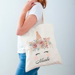 Sac en toile personnalisé avec nom et prénom Cadeau d'anniversaire de Pâques pour fille