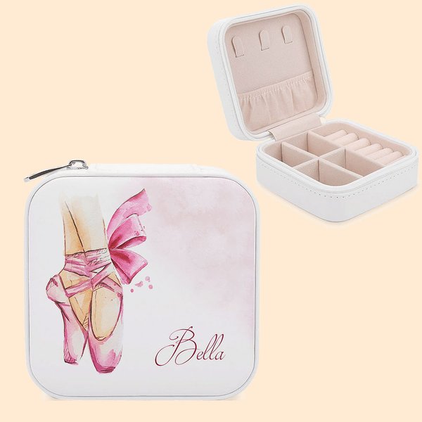 Boîte à bijoux en cuir personnalisée avec nom Accessoire de voyage portable Cadeau d'anniversaire pour fille