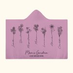 Coperta con cappuccio personalizzata dipinta a mano con fiori di nascita Linea d'arte Accessorio portatile da viaggio per la casa Regalo di compleanno