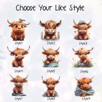 Tasse émaillée personnalisée Baby Highland Cow 10oz & Tumbler 14oz avec nom Cadeau d'anniversaire de pendaison de crémaillère pour les enfants Amoureu