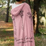 Coperta con cappuccio personalizzata dipinta a mano con fiori di nascita Linea d'arte Accessorio portatile da viaggio per la casa Regalo di compleanno