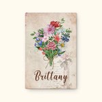 Personalized Family Watercolor Birth Flower Bouquet Canvas Painting Home Decoration Birthday Mother's Day Gift for Mom Grandma