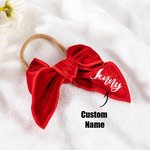 Personlig baby flicka sammet fluga pannband med namn flerfärgad hår tillbehör baby shower present för småbarn ny mamma