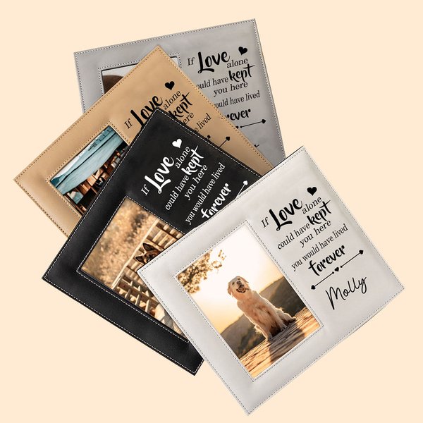 Cadre en cuir personnalisé pour animaux de compagnie avec photo portrait et nom Cadeau souvenir pour les amoureux des animaux de compagnie