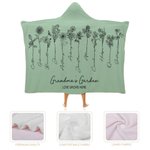 Coperta con cappuccio personalizzata dipinta a mano con fiori di nascita Linea d'arte Accessorio portatile da viaggio per la casa Regalo di compleanno