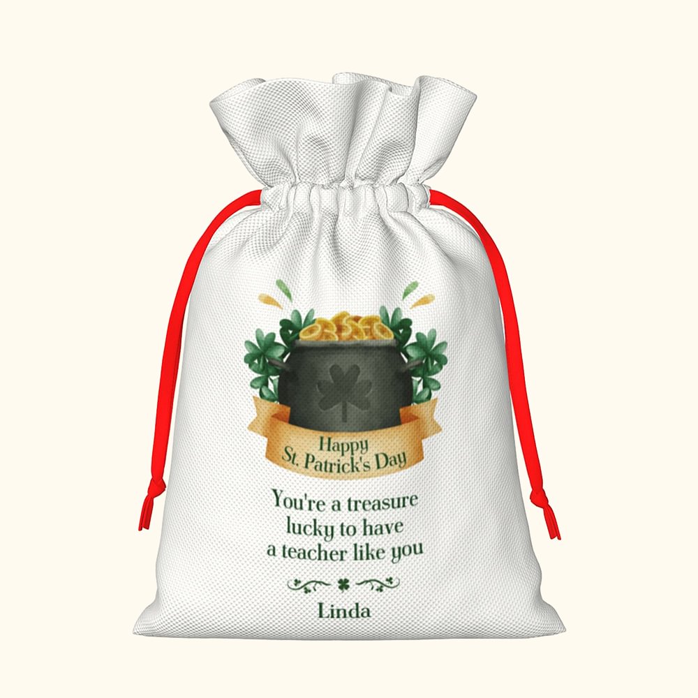 Sac à Cordon Personnalisé avec Nom Cadeau de Fête de la Saint-Patrick de Fête Irlandaise pour la Famille et les Amis