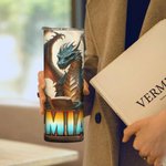 Dragon de livre personnalisé 20oz Skinny Tumbler avec paille et nom Cadeau d'anniversaire pour les lecteurs amoureux des livres