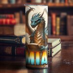 Dragon de livre personnalisé 20oz Skinny Tumbler avec paille et nom Cadeau d'anniversaire pour les lecteurs amoureux des livres