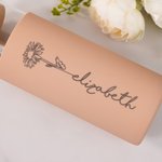 Personalized Birth Flower Name 17oz Glass Tumbler with Silicone Sleeve Engraved Bamboo Lid and Straw Birthday Gift for Her