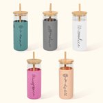Verre avec Couvercle Paille Personnalisé avec Fleur de Naissance et Nom sur Couvercle Étanche Étui Anti-glissant Cadeau Anniversaire pour Femme