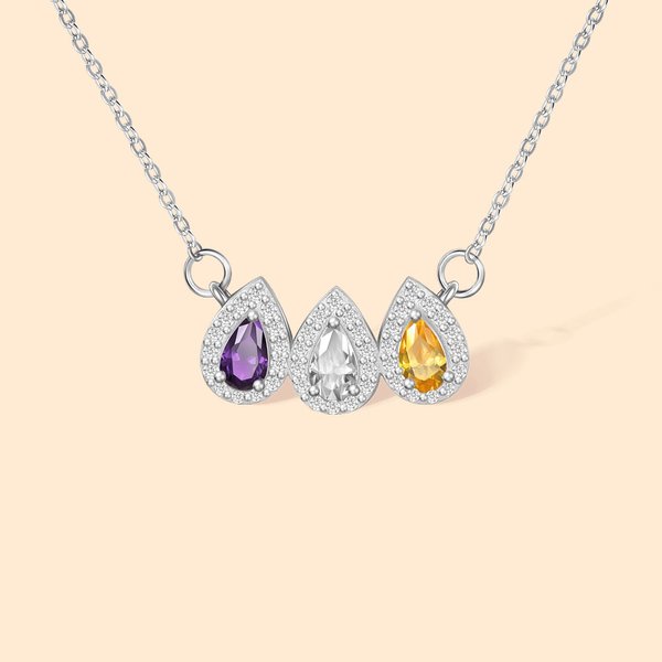 Henkilökohtainen perhe Drop Shape 1-12 Birthstones kaulakoru lahja hänelle