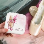 Personalized Watercolor Ballet Slippers Leather Jewelry Box with Name Portable Travel Accessory Birthday Gift for Girls