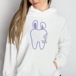 Gepersonaliseerd Bunny Oren Tanden Patroon Sweatshirt Hoodie T-Shirt met Naam Paasgeschenk voor tandarts
