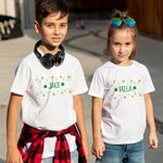 Personalized Lucky Four Leaf Clover Colorful Kid T-shirt with Name Birthday St. Patrick's Day Gift for Children
