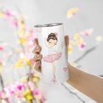 Personalisierte rosa Ballett Mädchen 12oz Becher Sippy Cup mit 2 Deckeln verfügbar Geburtstagsgeschenk für Kid Dance Lover