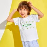 Personalized Lucky Four Leaf Clover Colorful Kid T-shirt with Name Birthday St. Patrick's Day Gift for Children