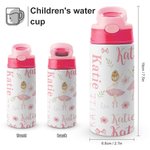 Gobelet personnalisé rose avec couvercle à bouton poussoir et paille en silicone Cadeau d'anniversaire pour la ballerine qui aime la danse