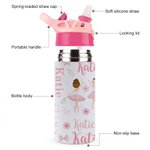 Gobelet personnalisé rose avec couvercle à bouton poussoir et paille en silicone Cadeau d'anniversaire pour la ballerine qui aime la danse