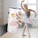 Personalisierte rosa Ballett Mädchen 12oz Becher Sippy Cup mit 2 Deckeln verfügbar Geburtstagsgeschenk für Kid Dance Lover